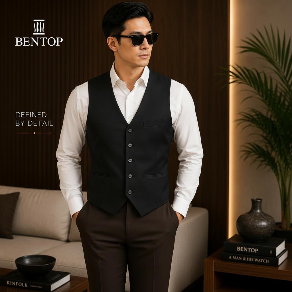 BENTOP Vest Formal Hitam Premium-V001