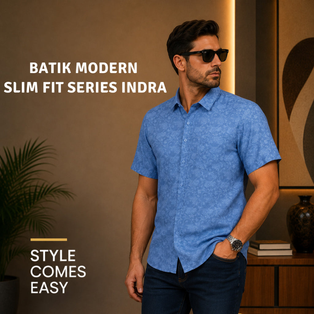 BENTOP Baju Batik Modern Short Sleeve Slim Fit Series Indra [4]