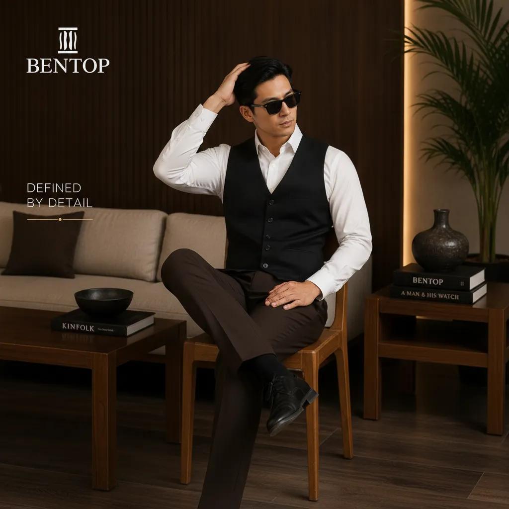 BENTOP Vest Formal Hitam Premium-V001